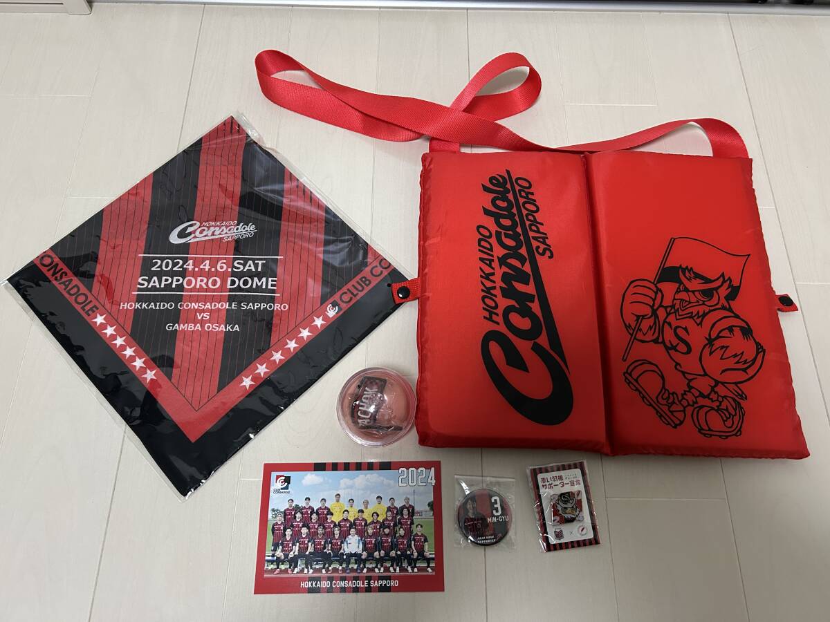 北海道コンサドーレ札幌 グッズ色々セット / ハガキ、缶バッチ、ピンバッチ、バンダナ、折り畳みクッション拍卖
