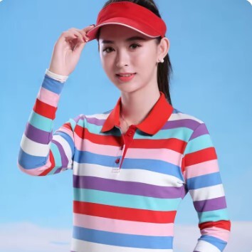 ストライプの女性用長袖ポロシャツ,襟付きの大きなストライプの衣服,新しい春のコレクション 色: 3 サイズ: XL拍卖