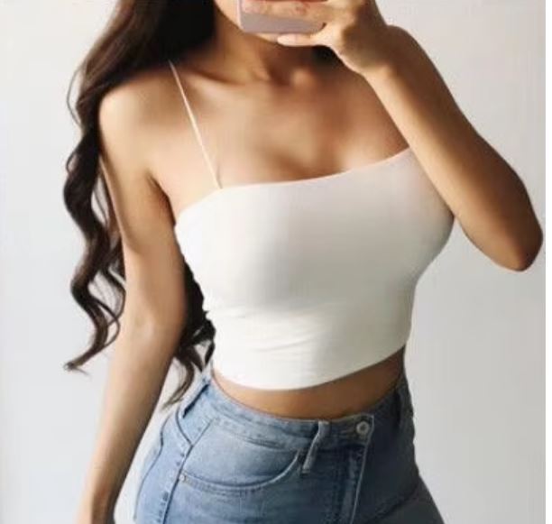 【Mサイズ (WHITE/ホワイト)】女性用ノースリーブTシャツ,ショートトップス,サマーTシャツ,ロングTシャツ,ブラ,下着,ベスト拍卖