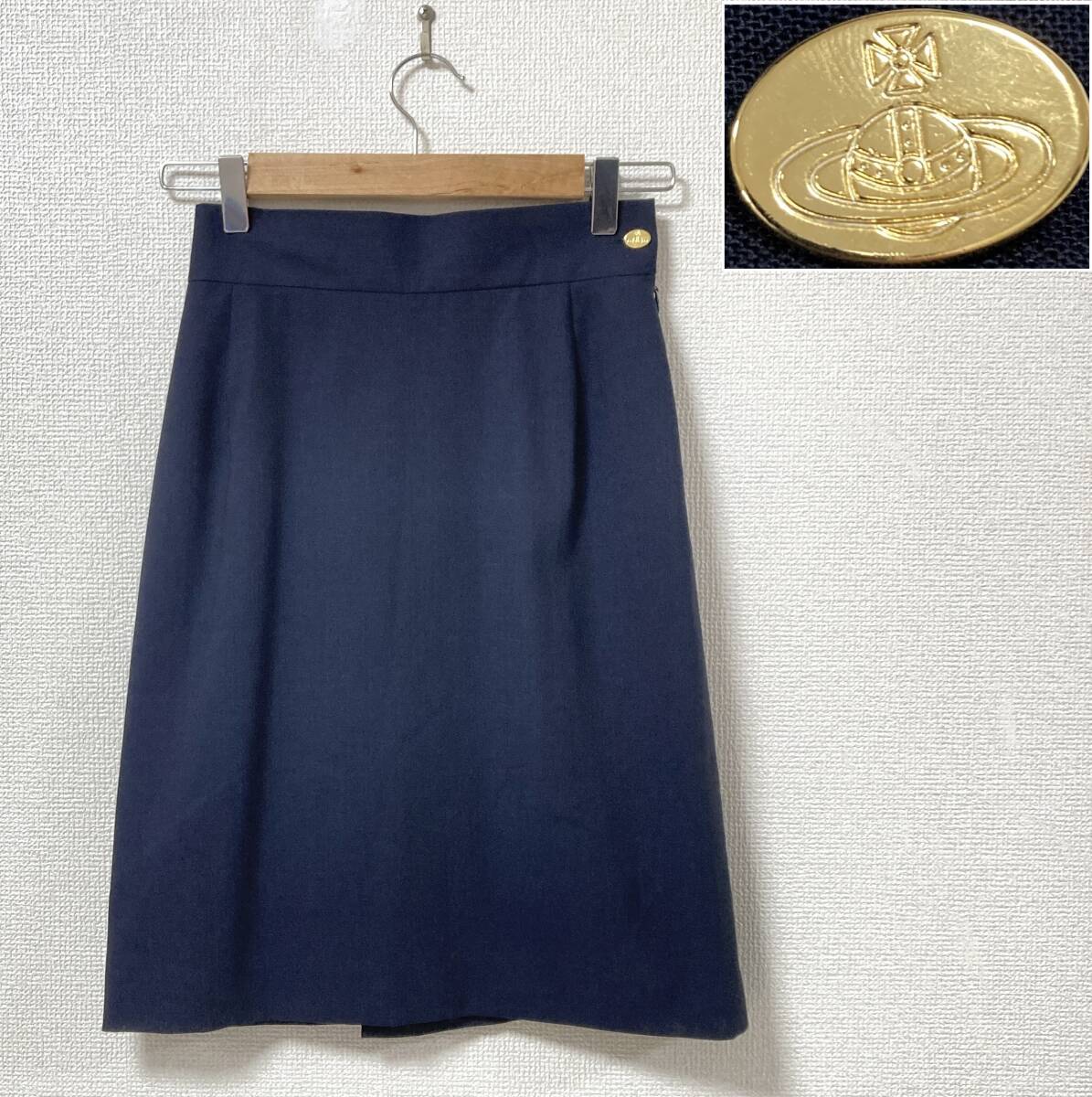 初期 vivienne westwood RED LABEL オーブ 金ボタン ウールギャバ ミニ スカート 紺 40サイズ ヴィヴィアンウエストウッド archive 5020017拍卖