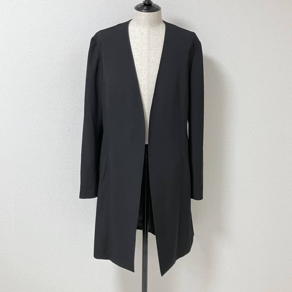 Yohji Yamamoto Pour Homme ウールギャバ ノーカラー ボタンレス ロング コート 黒 ヨウジヤマモトプールオム ジャケット archive 5010118拍卖