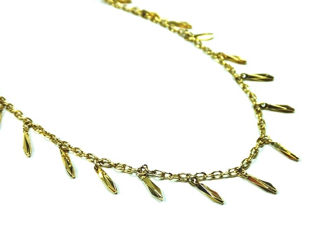 371-5◆K18金イエローゴールド ネックレス◆女性人気 大人可愛い フリンジ パーツ◆華奢見え 普段使い デイリー着け◆ジュエリーネット通販拍卖