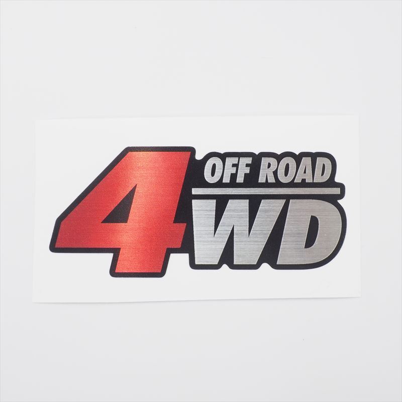 (ヘアライン)四駆 ステッカー 4WD「OFF ROAD」レッド オフロード 四輪駆動 8cm オフ車 シール ワンポイント かっこいい拍卖