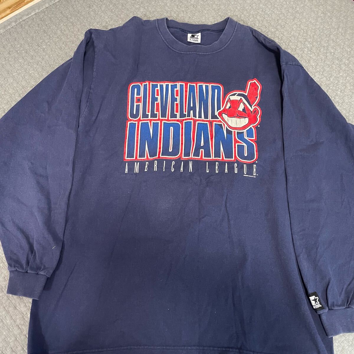 90s usa製 MLB インディアンス ロンt XL ネイビー ワフー拍卖