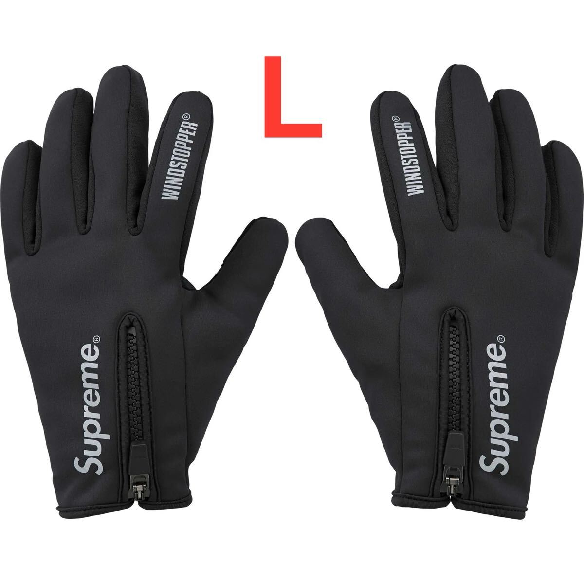 Supreme Windstopper Zip Gloves Black Lサイズ シュプリーム ウインドストッパー ジップ グローブ ブラック Glove 黒拍卖