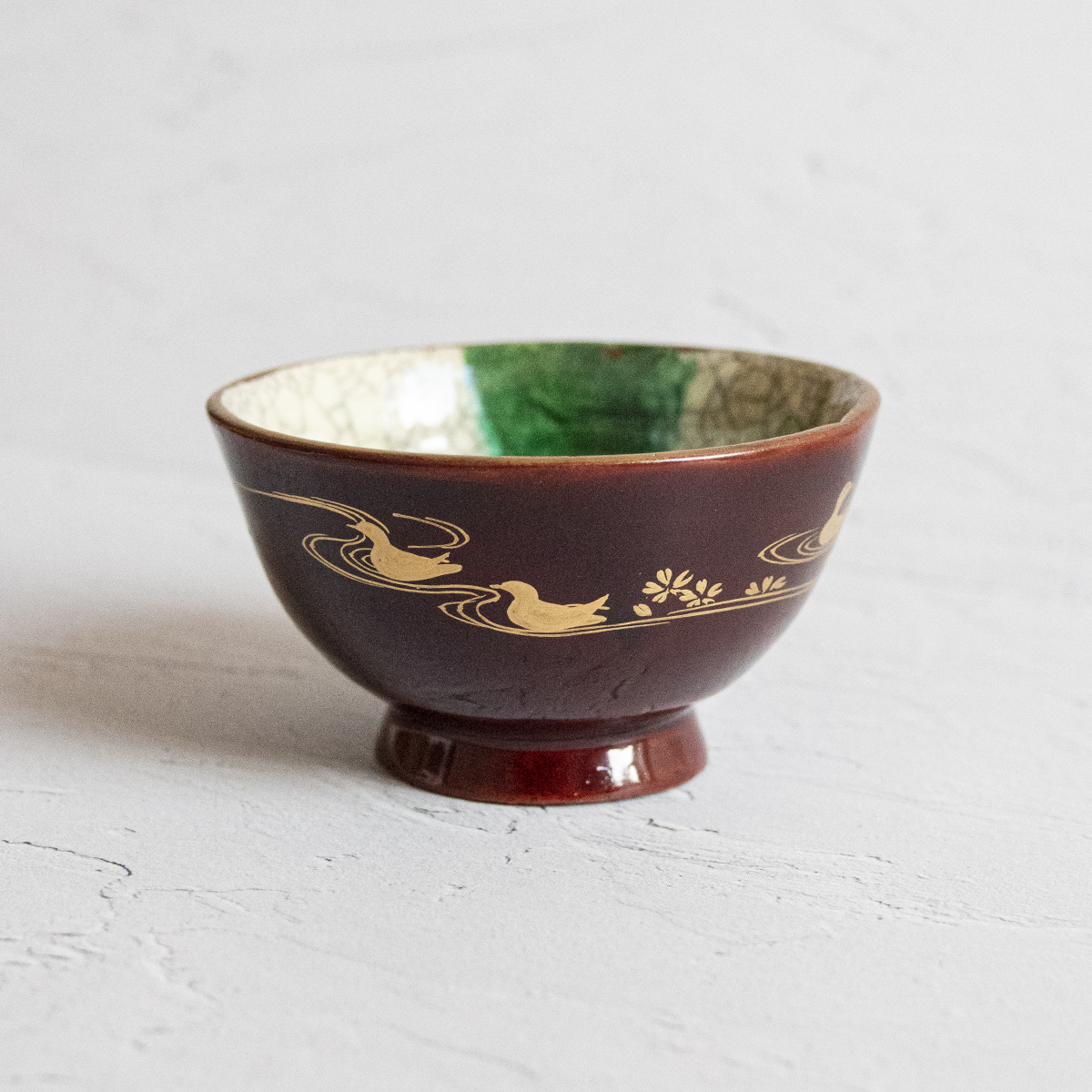 豊楽焼 大喜豊助 造 ぐい呑み 箱付き|豊樂 水鳥 鴨 蒔絵 木具写 骨董拍卖