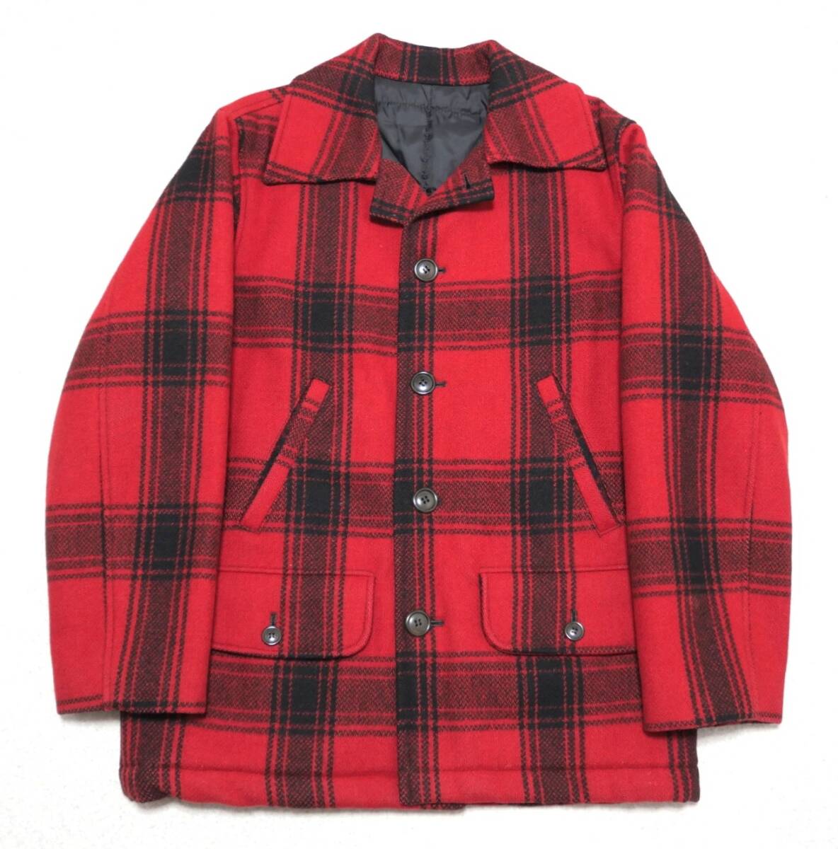 SCENE BY VAN JAC チェック ウールジャケット 赤黒 M シーン ヴァンジャケット オールド 拍卖