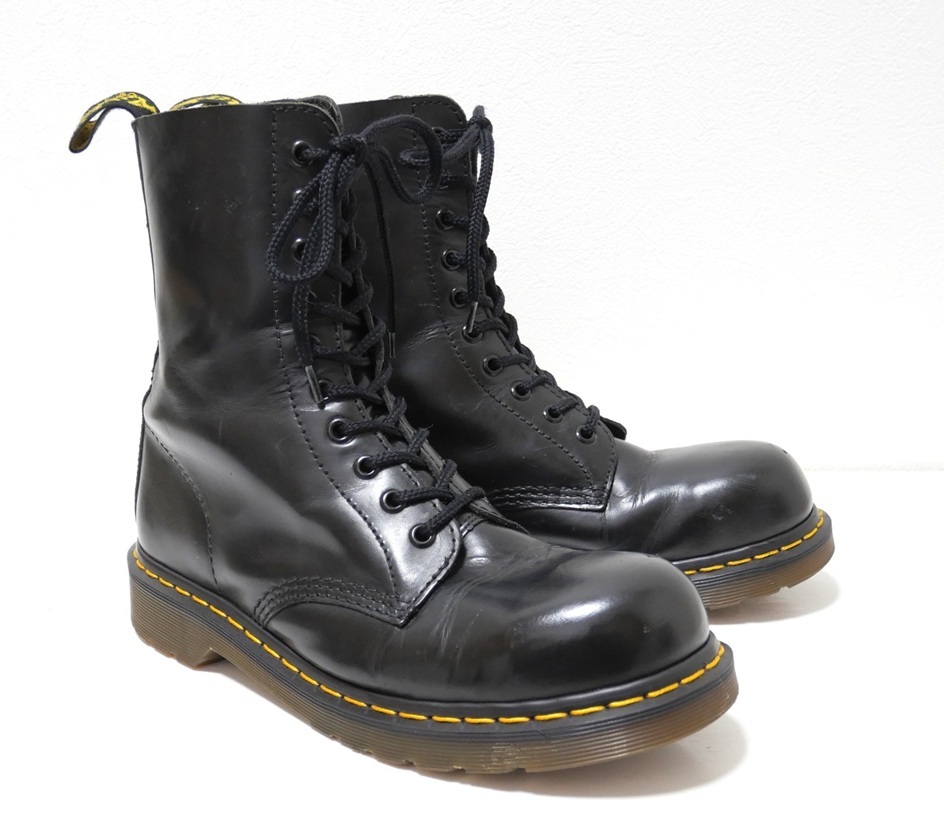 Dr.Martens ドクターマーチン スチールトゥ 10ホールブーツ 黒 UK6.5 拍卖