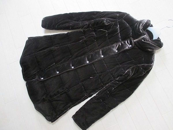 ディノス*Cara カーラ シルク混ベロアキルティングジップダウンコート Mサイズ拍卖