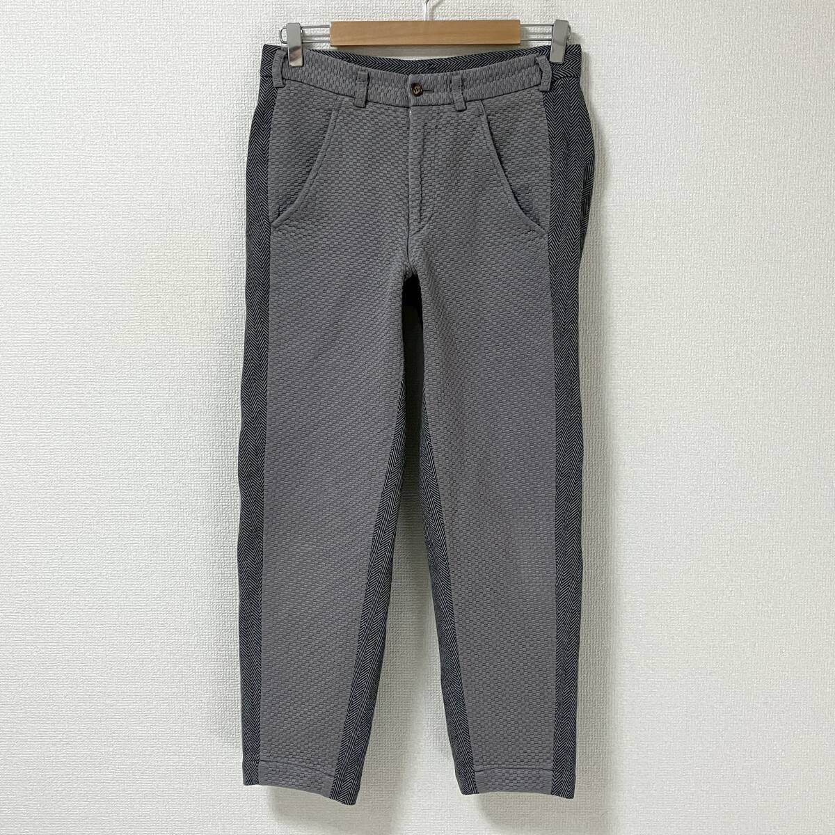 AD2001 コムデギャルソンオムプリュス ドッキング ジャガード ヘリンボーン テーパードパンツ グレー HOMME PLUS VINTAGE archive 5010018拍卖