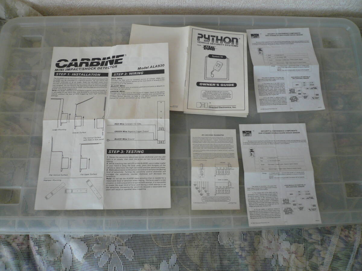 DEI PYTHON パイソン VEHICLE SECURITY SYSTEM OWNER´S GUIDE&warningステッカー 当時物非売品希少素人長期保管品拍卖