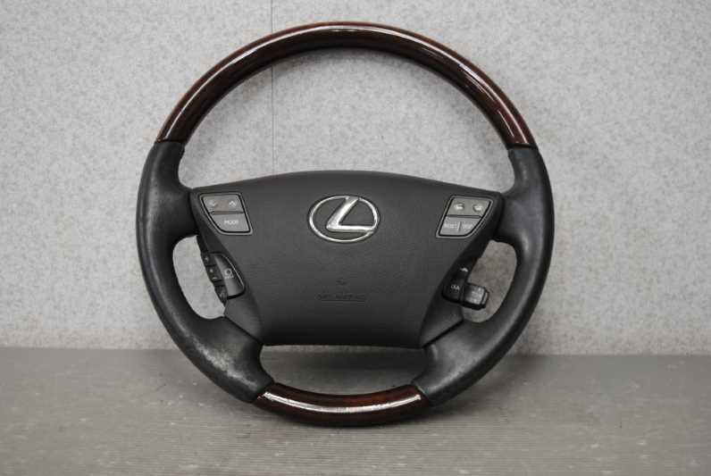 レクサス LS460 バージョンU I 前期(USF40) ステアリングホイール ハンドル スイッチ ウッドコンビ レザー 45103-50050 45100-50250-E1 s01拍卖
