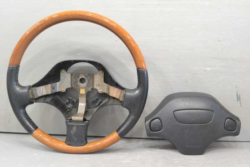 ミラジーノ 後期(L700S) 純正 破損無 取付OK ハンドル ステアリングホイール ウッドコンビ レザー 9506012 k088623拍卖