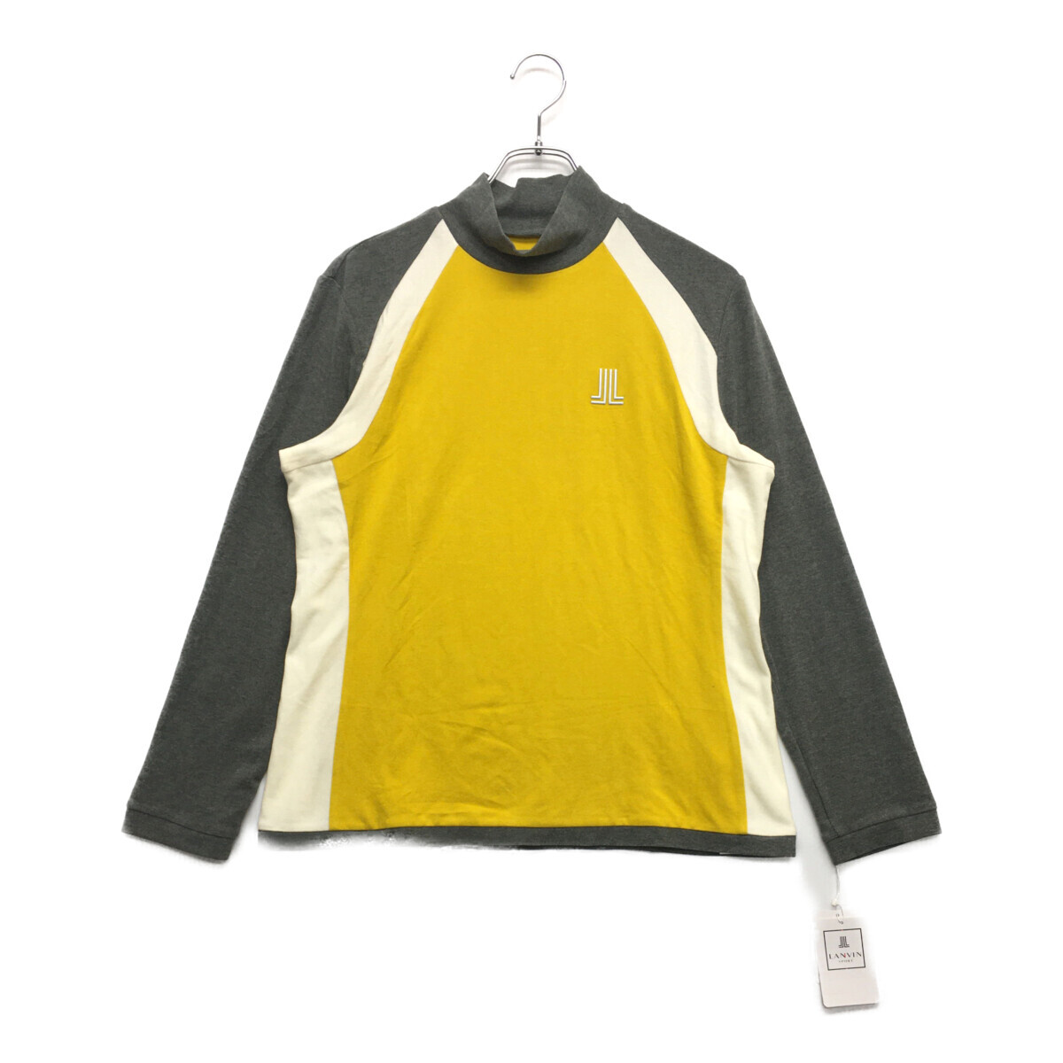 coco 未使用品【値下げ】 ランバンレディース 長袖ハイネック 44(3L) 黄×グレー×白 起毛素材 レターパックプラス発送可 97731拍卖