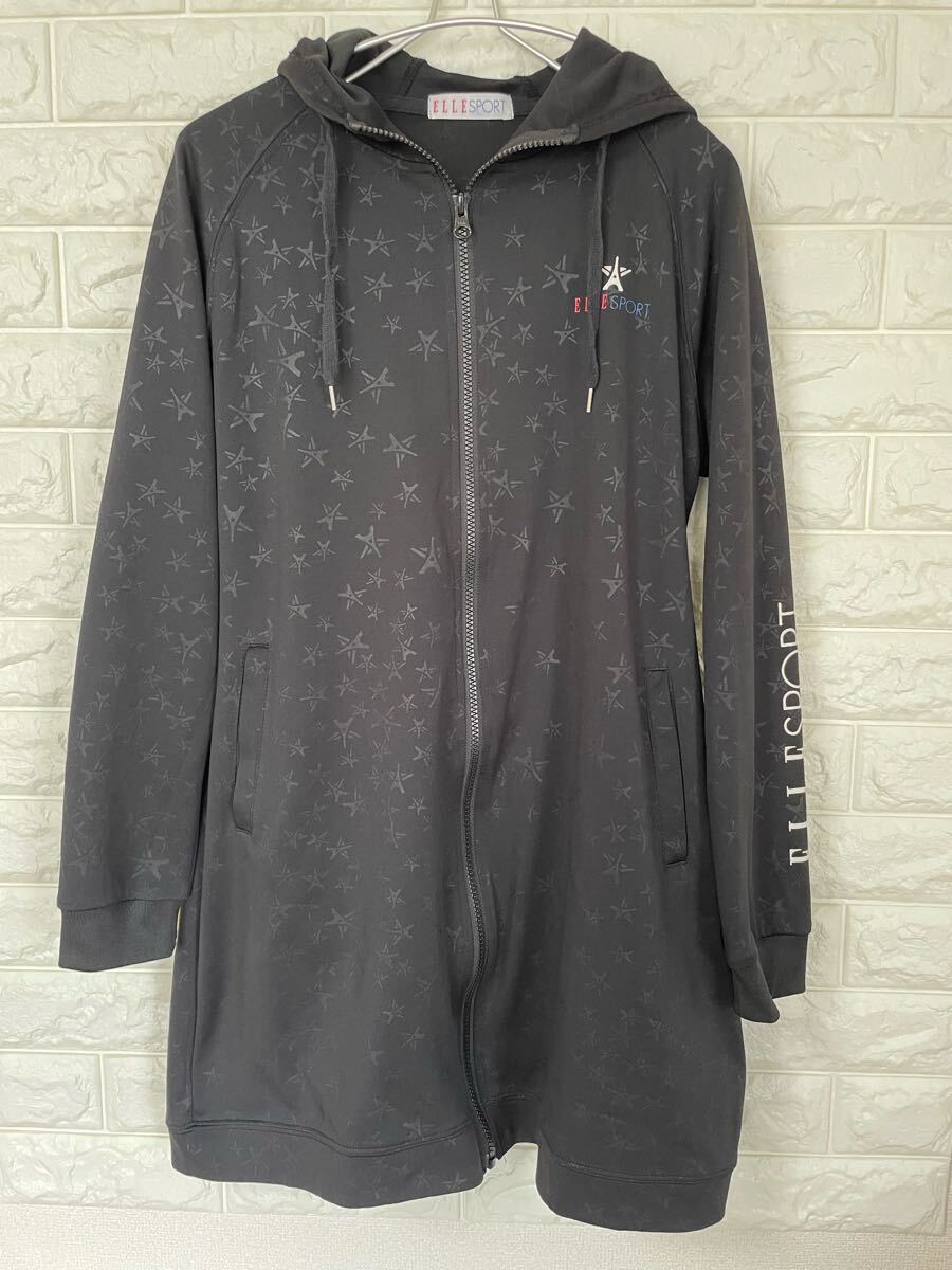 ELLE SPORT 星柄 フルジッパーパーカー ブラック Mサイズ 美品拍卖