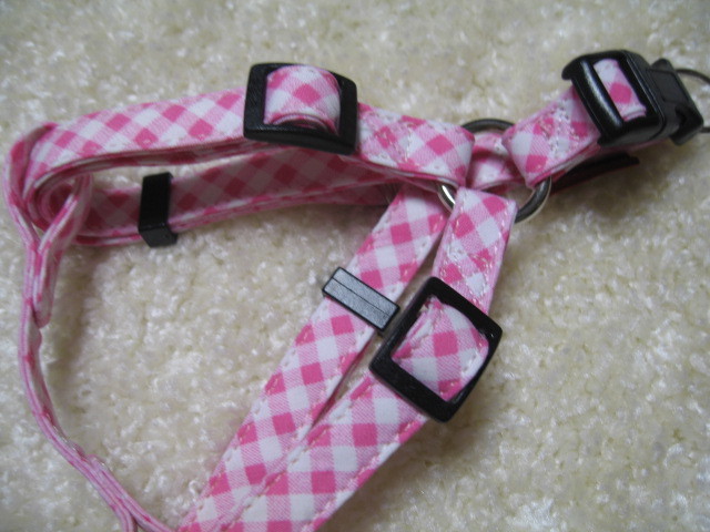 ★同梱お得★小型犬胴輪-№33・シンプルチェック・ピンク♪拍卖
