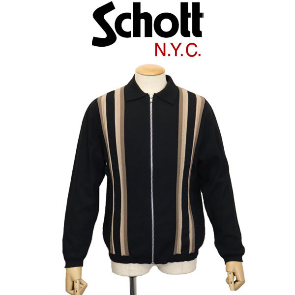 Schott (ショット) 5140001 LS ZIP KNIT CARDIGAN ロングスリーブ ジップ ニット カーディガン 050 BROWN XL拍卖