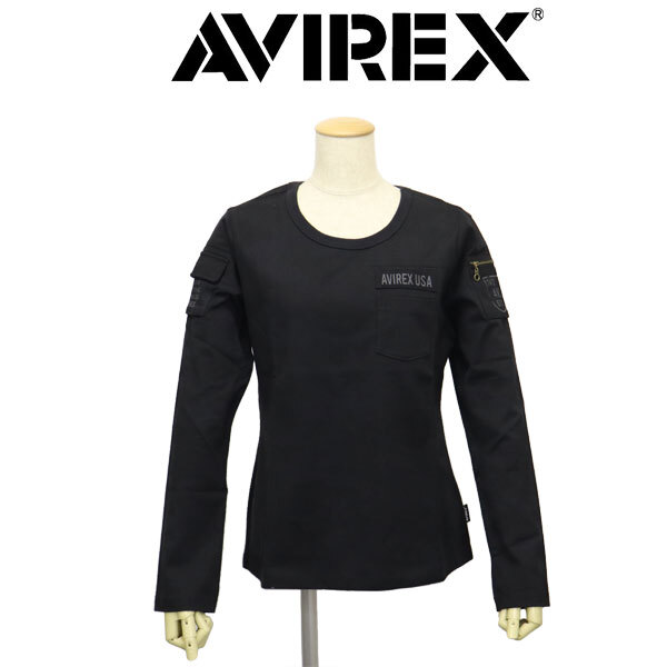 AVIREX (アヴィレックス) 6213170 1938002 L-L/S FATIGUE TEE ロングスリーブ ファティーグ レディースTシャツ 012(809)BLACKCAMO L拍卖