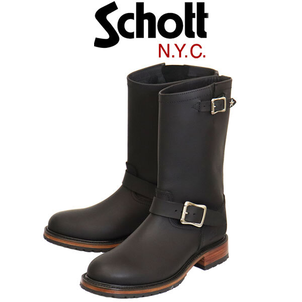 Schott (ショット) OSC S25500 Viper Boots ヴァイパー エンジニア レザーブーツ Black SCT019 US9.5-約27.5cm拍卖