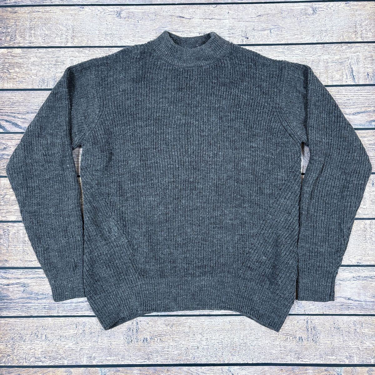 アーバンリサーチ アイテムズ ニット 長袖 L ウール混 バルキーモックネック グレー ITEMS URBAN RESEARCH拍卖