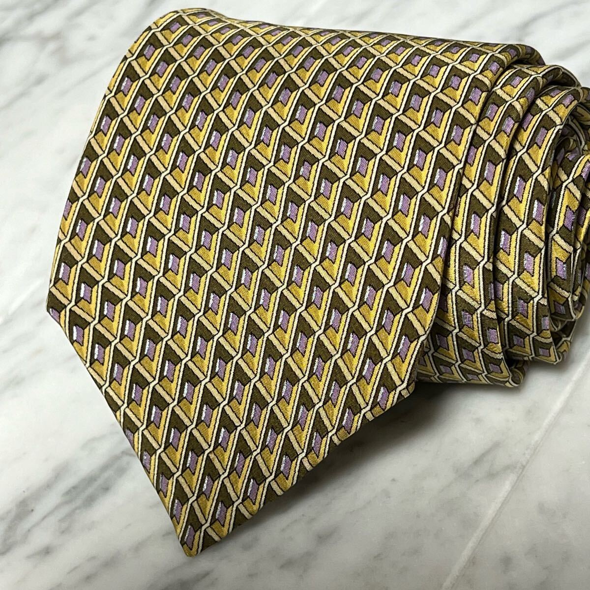 【美品】 999円~ Nina Ricci ネクタイ ブラウン ベージュ 総柄 (GREEN B2)拍卖