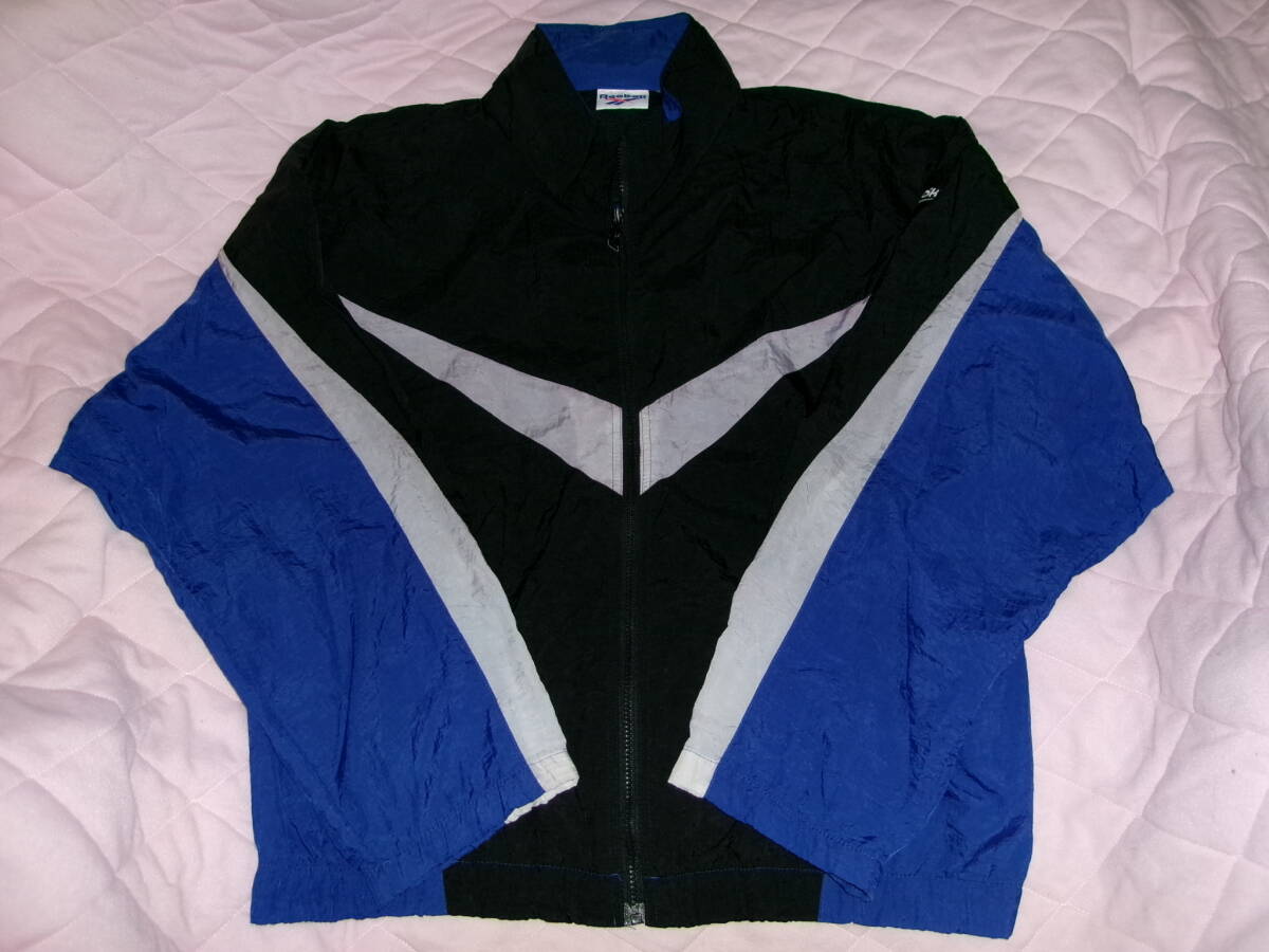 使用感あり リーボック Reebok ビンテージ 刺繍ロゴ ナイロン トラックジャケット ジャージ ジャケット拍卖