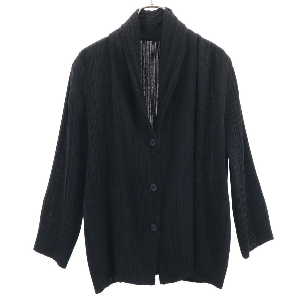 ISSEY MIYAKE イッセイミヤケ 日本製 長袖 カーディガン 3 ブラック レディース拍卖