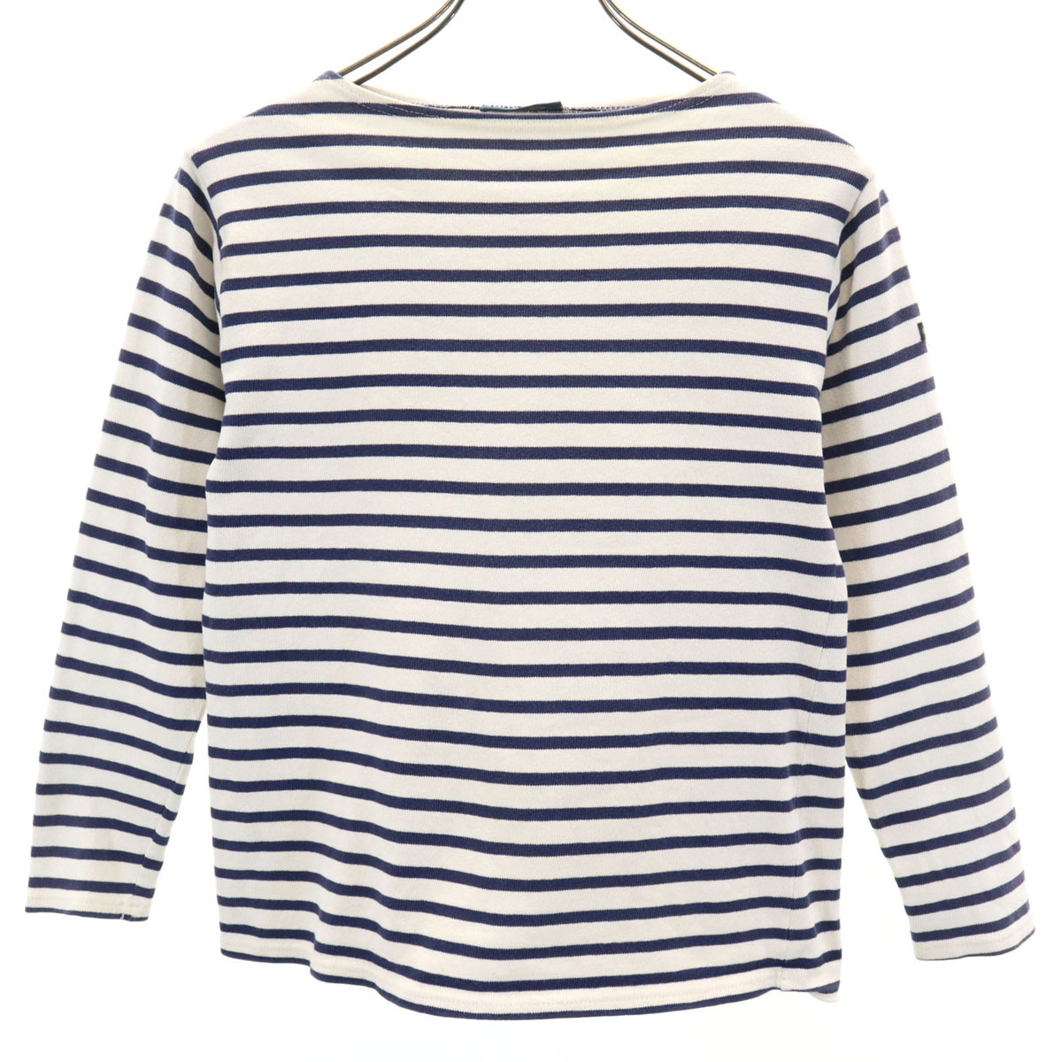 SAINT JAMES セントジェームス ボーダー柄 長袖 ボートネック バスクシャツ XXS ネイビー×白 ロンT レディース拍卖