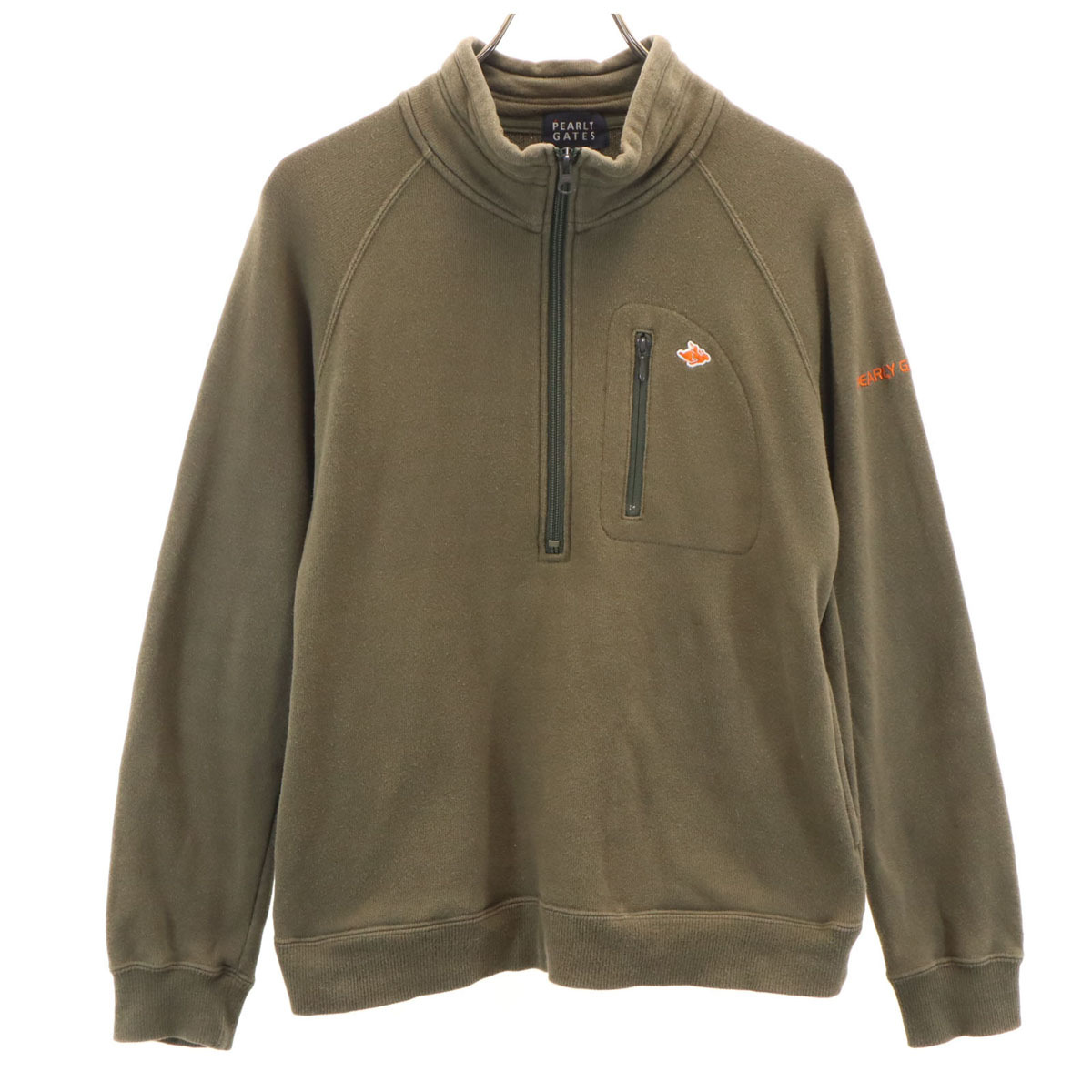 PEARLY GATES パーリーゲイツ 日本製 ゴルフ 長袖 ハーフジップ スウェット 1 カーキ レディース拍卖