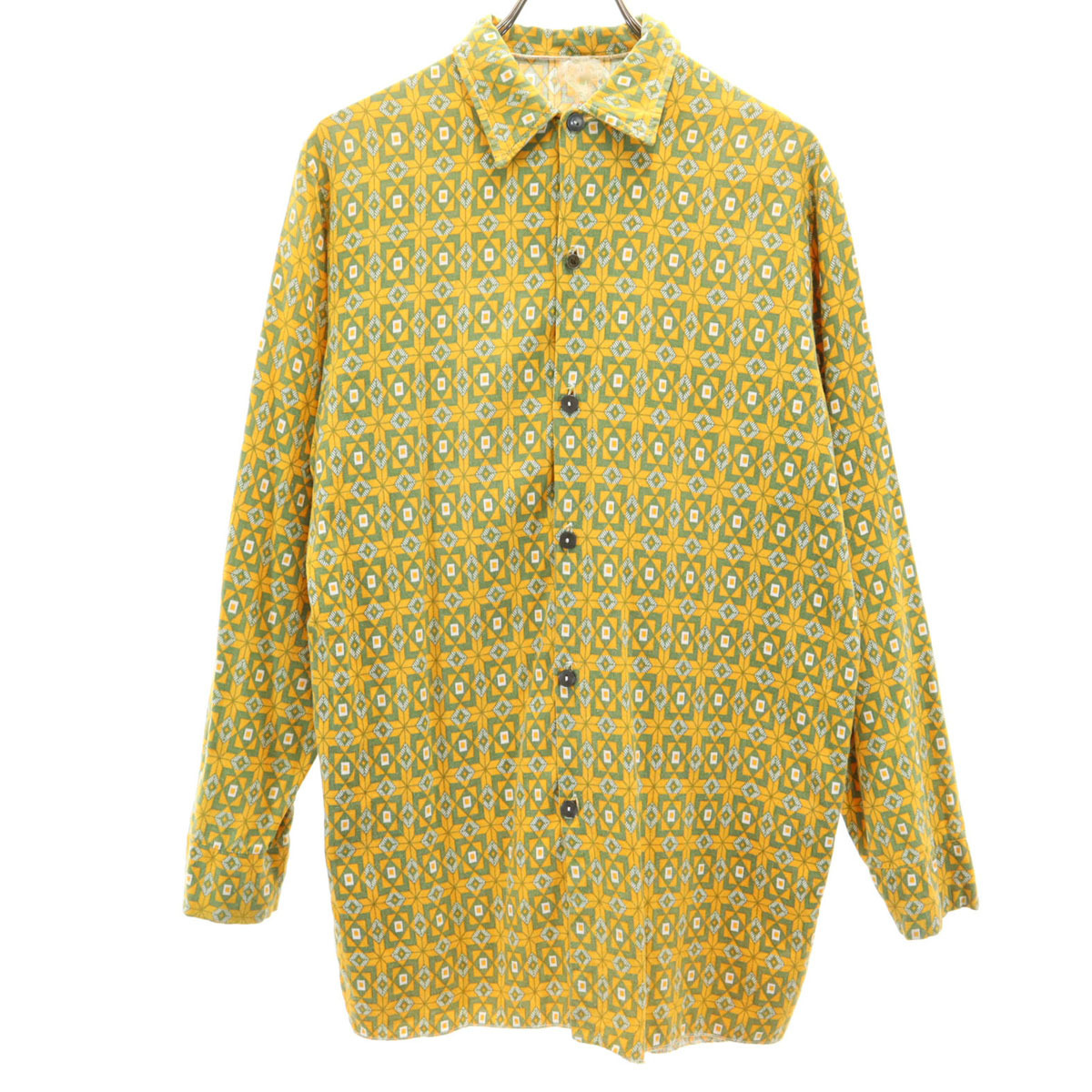 VINTAGE ヴィンテージ 60s 70s ユーロ アーガイル柄 長袖 ボタンダウンシャツ イエロー メンズ拍卖