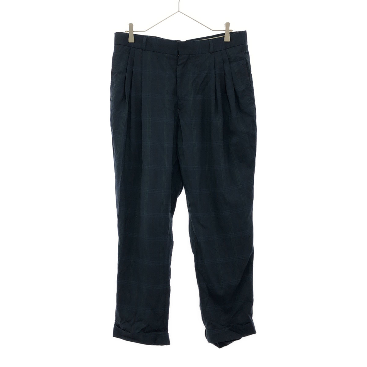 FRAPBOIS フラボア 日本製 ウール100% グレンチェック 3タック テーパードパンツ 1 ブルー系 メンズ拍卖