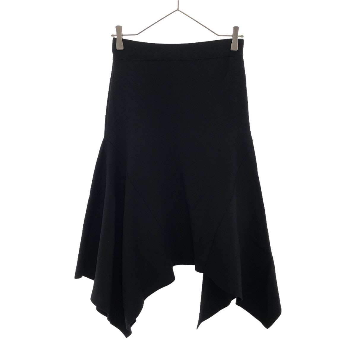 Aliquam アリクアム 日本製 ミモレ丈 ニット マーメイドスカート 38 ブラック ウエストゴム サイドジップ レディース拍卖