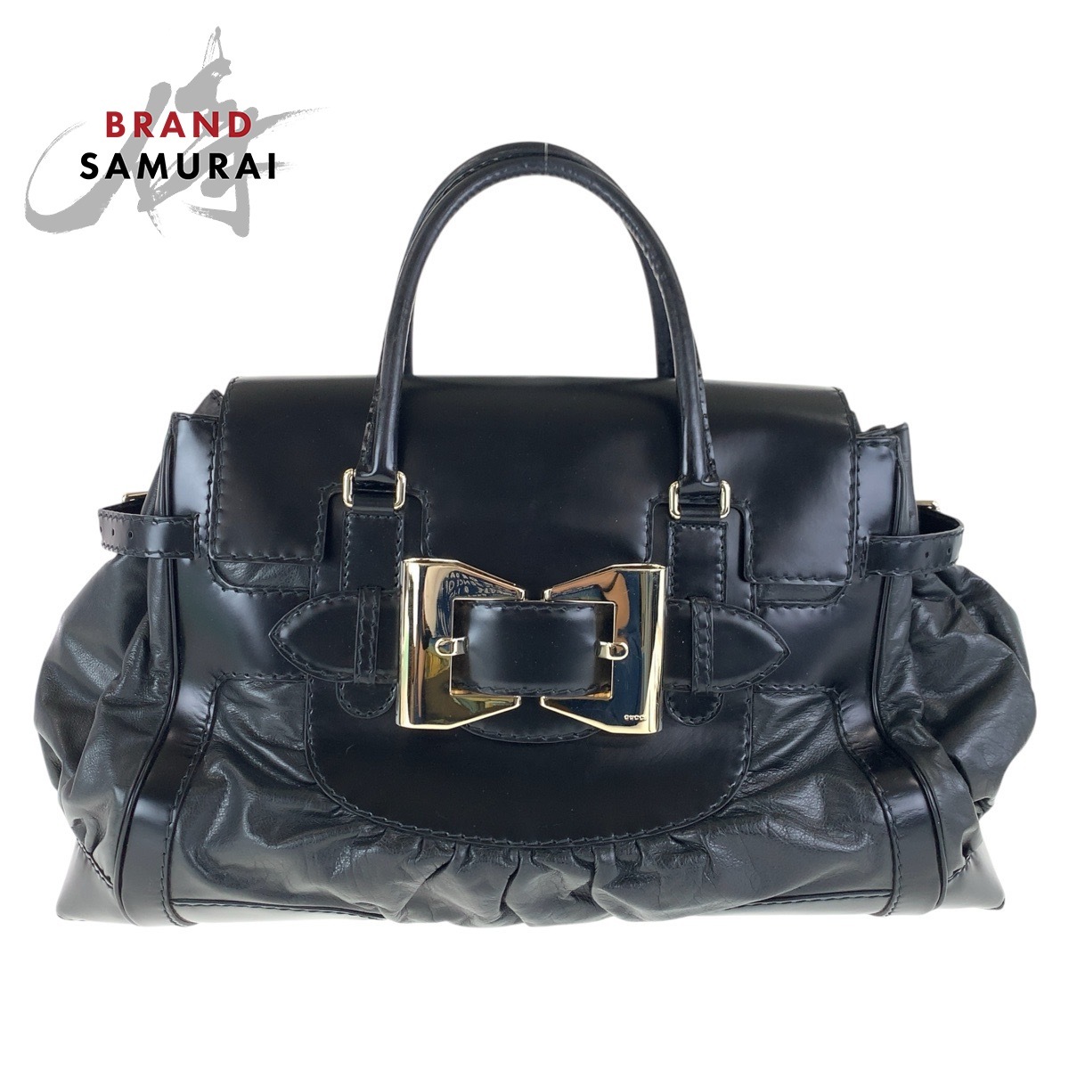 美品 GUCCI グッチ クイーン ブラック 黒 ゴールド金具 レザー 189881 トートバッグ ハンドバッグ レディース 500384拍卖