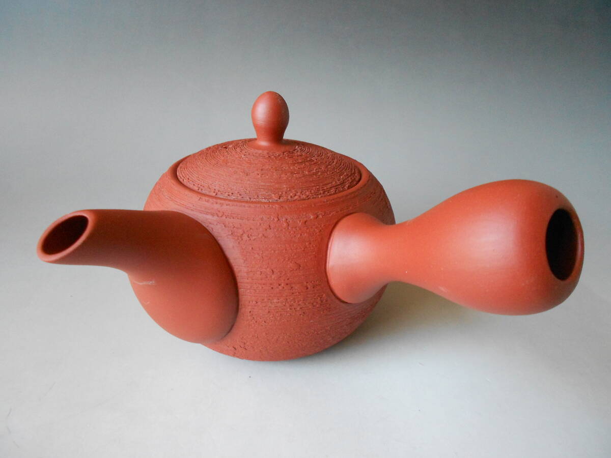 常滑焼! 人水 ☆朱泥松皮急須☆ Y859 新品 茶器 お茶 煎茶 深蒸し ほうじ茶 ポット 大き目 ギフト拍卖