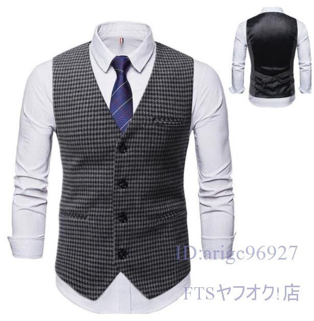 A2089☆新品秋 メンズ スーツベスト ジレベスト ビジネスベスト イギリス風 おしゃれ フォーマル 秋 グレー 3XL拍卖