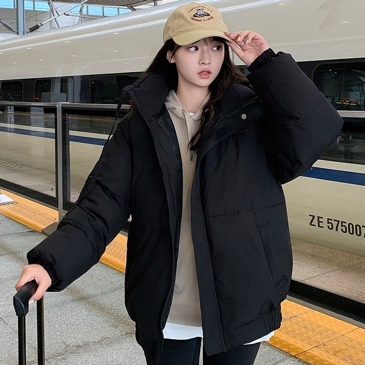 Mサイズ ふわもこ ダウンジャケット ダウンコート レディース ショート丈 フード付き 防寒コート 軽量 保温 ブラック 497 M11拍卖