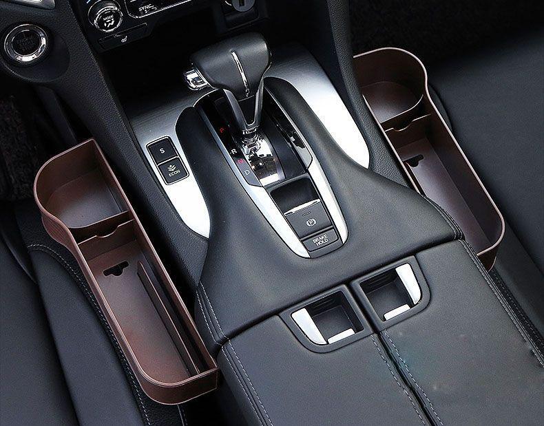 【在庫処分】 両サイド 車用 車載 サイド 収納 ボックス シートポケット 運転席 助手席 ドリンクケース 差すだけ ブラウン 茶色 M202拍卖