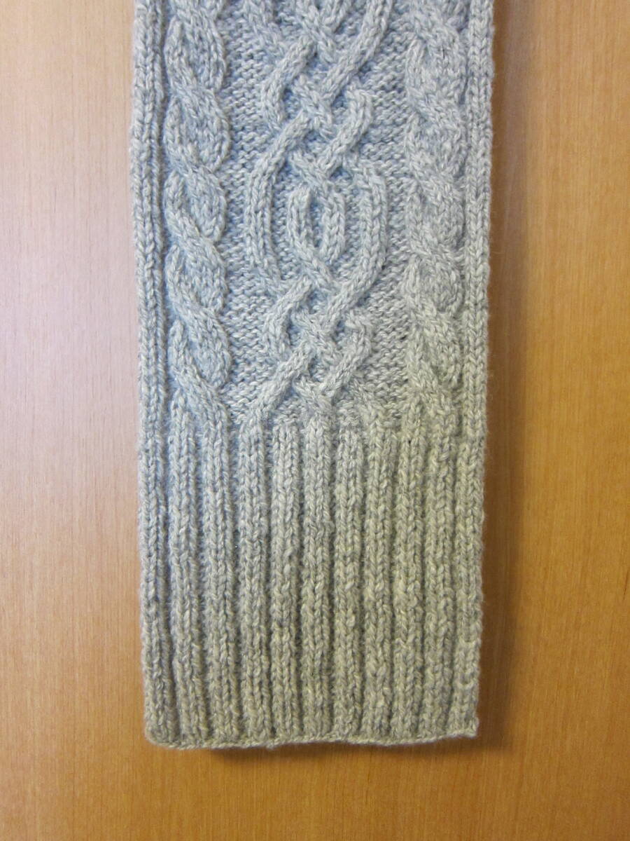 ハンドメイド手編み/フランス製毛糸使用/ケーブル編みマフラースカーフ拍卖