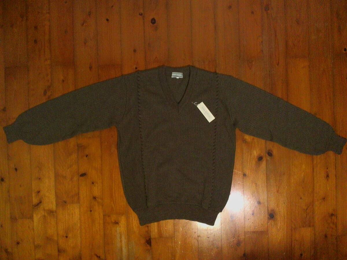 ☆未使用☆サムオースチン【SAM AUSTIN】毛&アクリル素材ニット Vネック セーター L キャメル こげ茶 グレー拍卖