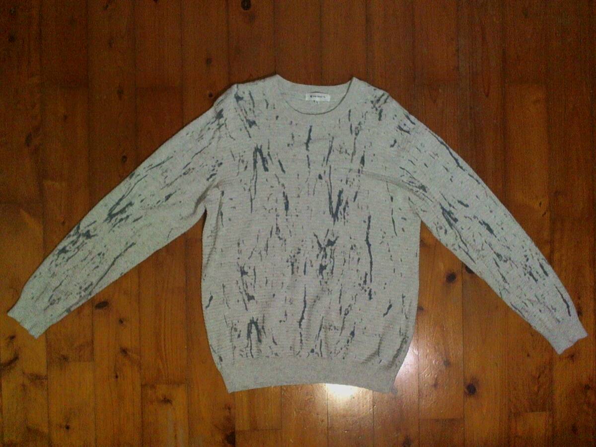 ☆ザ ショップティーケー【THE SHOP TK】コットンニット クルーネック セーター プルオーバー L ライトグレー 紺拍卖