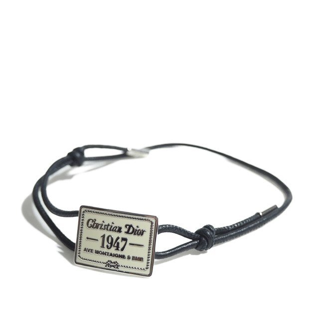 P7506f18 ■Dior HOMME ディオールオム■ 1947 Bracelet B1615HOMMT_D014 コードブレスレット ブラック メンズ 黒拍卖