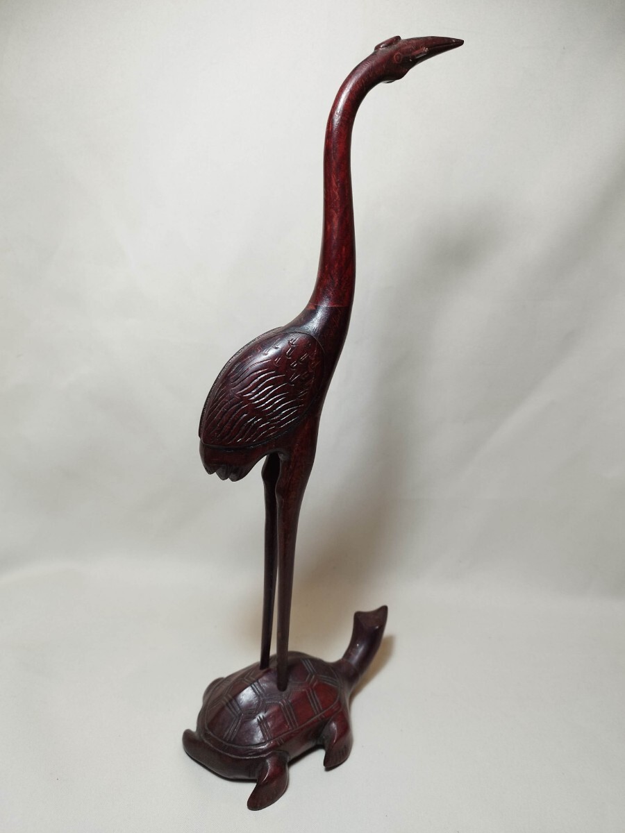 木彫り 木製 鶴 亀 置物 アクセサリースタンド 筆掛け 鶴亀 筆スタンド 書画小物 インテリア コレクション 紅木 茶具 和モダン 中華美術拍卖