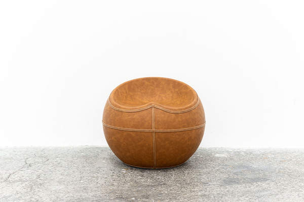 スツール おしゃれ ソフトレザー 椅子 いす イス チェア 腰掛け 丸 ラウンド ステッチ 合皮 ブラウン拍卖