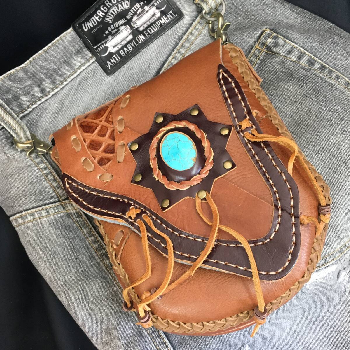 新品 本革レザー ウエストバッグ ショルダーバッグ 2WAY メンズ ヒップバッグ ブラウン 茶 ターコイズ 厚手 長持ち 長財布 スマホ 送料無料拍卖