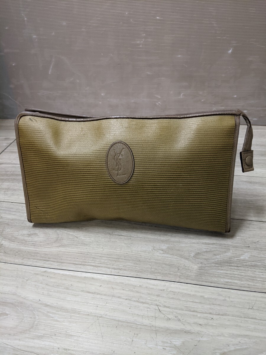 YSL イブサンローラン クラッチバッグ PVC×本革レザー ヴィンテージ拍卖