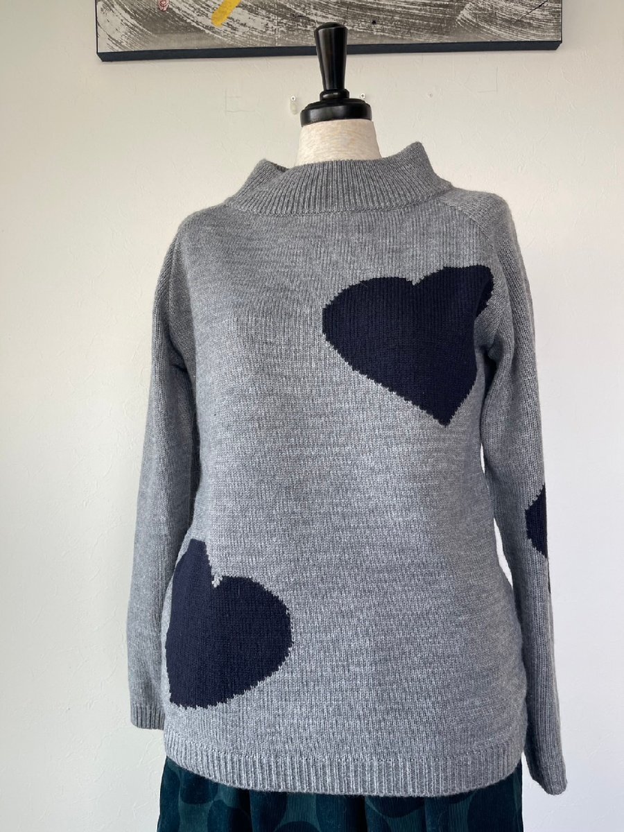 アティーヴォ Lover‘s Birthday 中古 レディース トップス ニット グレー ハート柄 秋冬 美品拍卖