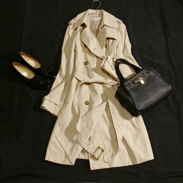 美品 Dessin UNTITLED デッサン アンタイトル 綺麗め ベルト付き トレンチコート 2号 M 春 秋 合服 25A02拍卖