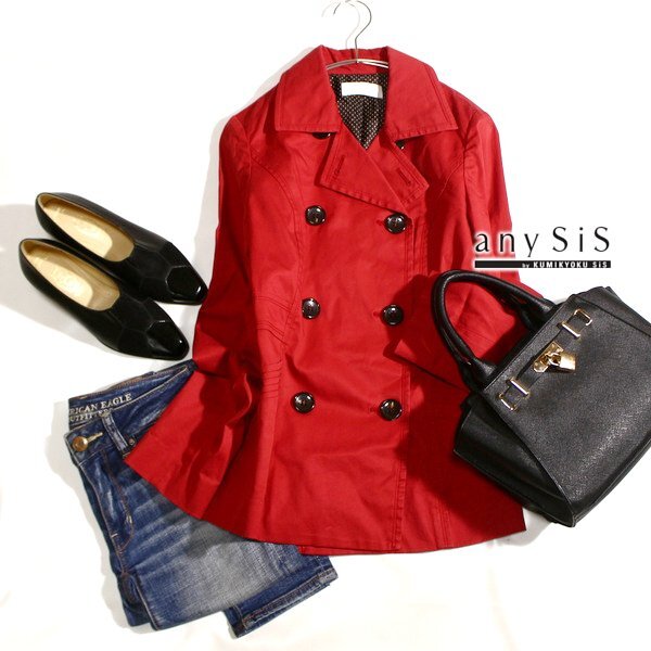 美品 any SiS エニィシィス 大人可愛い コットン トレンチコート 2号 M 春 秋 25C02拍卖