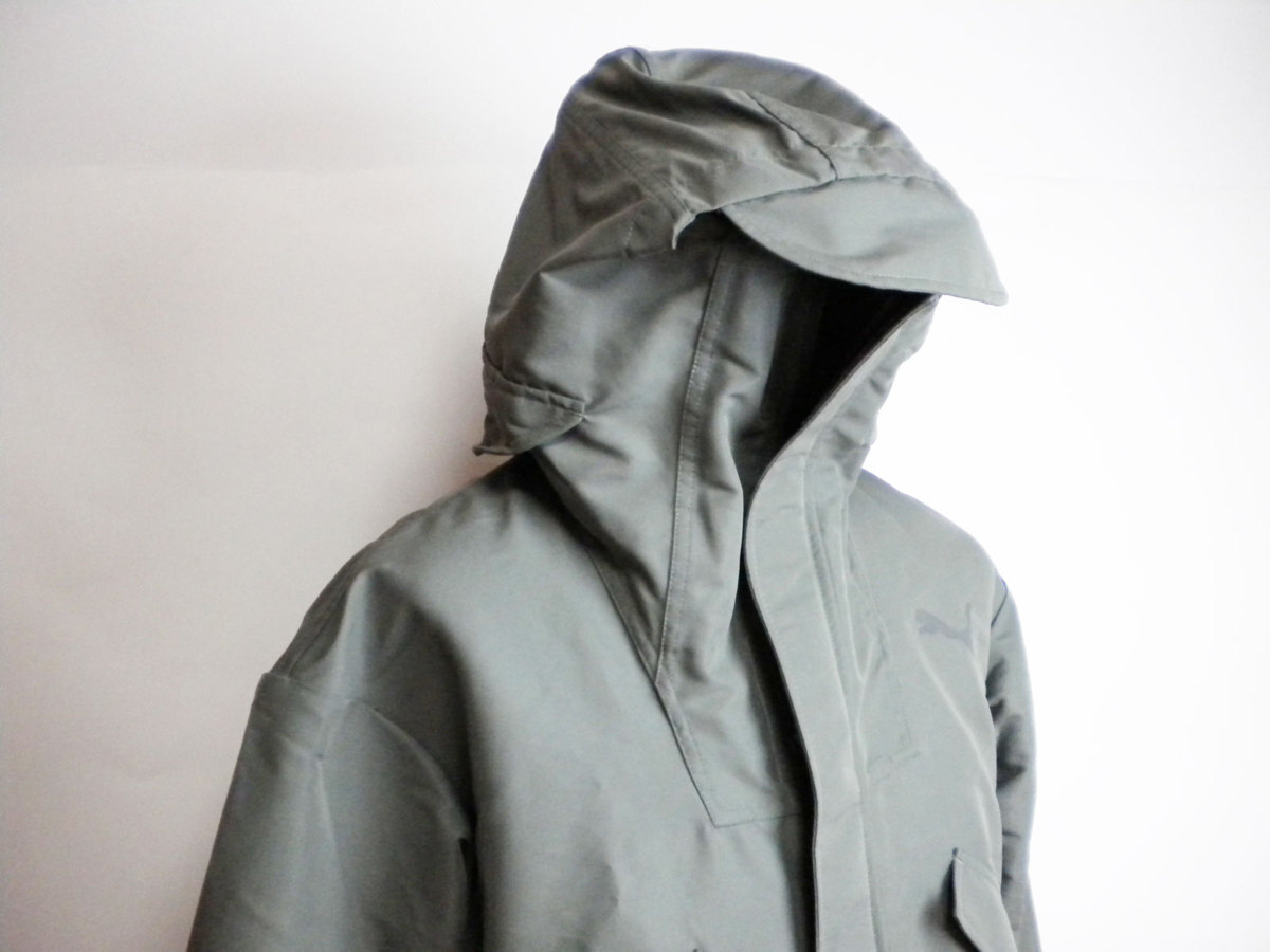 新品 ♪★ プーマ PUMA コート 比翼 ウィンドジャケット メンズ  Wジップ フード付き カーキ色 サイズ XS ★ 19X05拍卖