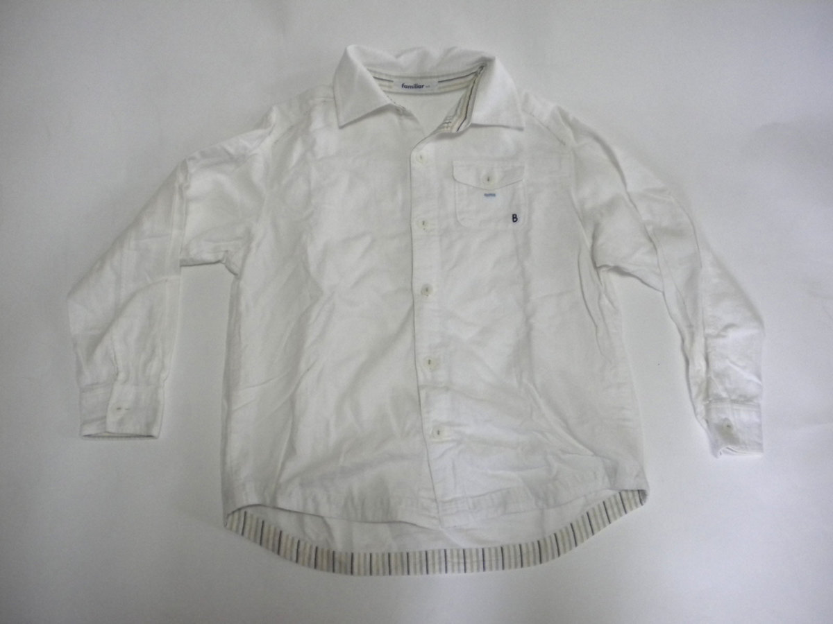美品 ♪★ ファミリア familiar 長袖シャツ ブラウス 男の子  ホワイト 白 キッズ 子供服 140cm ★ 20x14 拍卖
